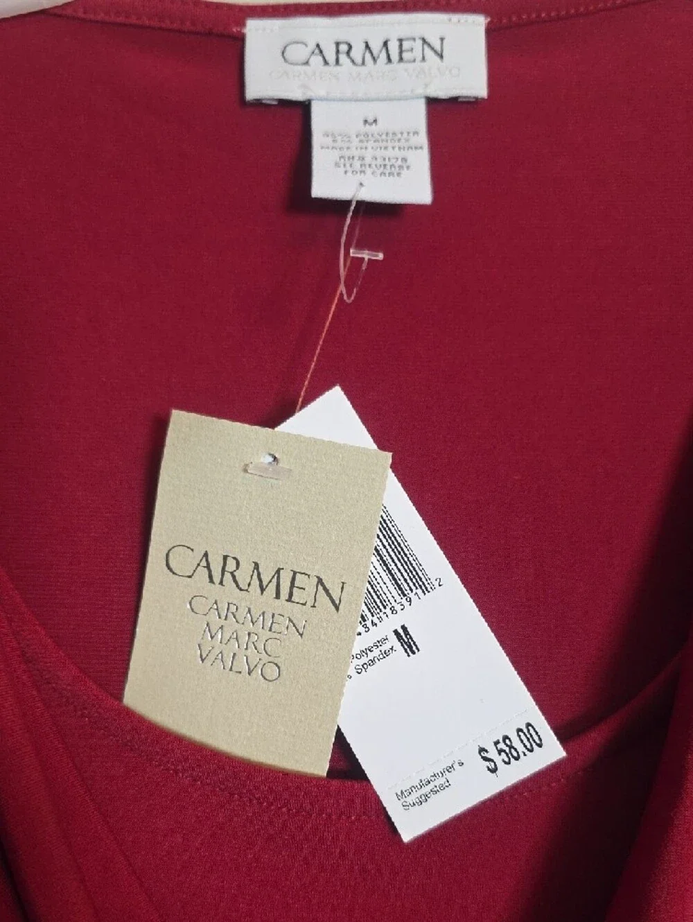 Carmen Marc Valvo Burgundy Draped Cowl Neck Blouse - Picture 2 of 3